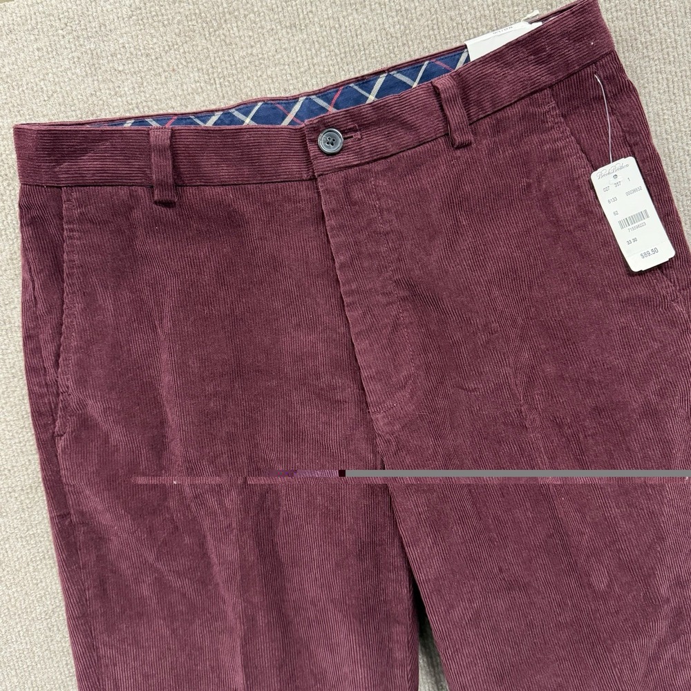 NWT Brooks Brothers Clark Burgundy Cotton Corduroy Pants Men's Size 33X30